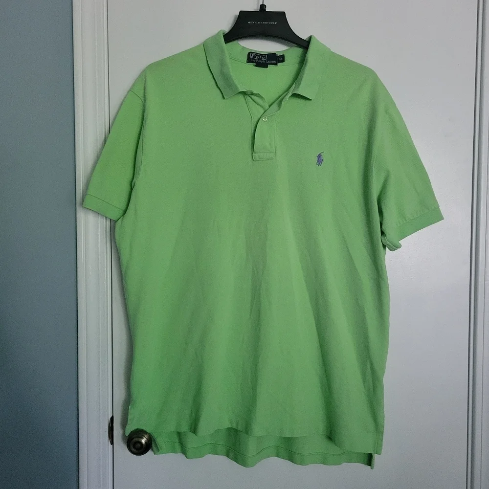 Ralph Lauren Polo Green Short Sleeve Purple Pony Men's XL
